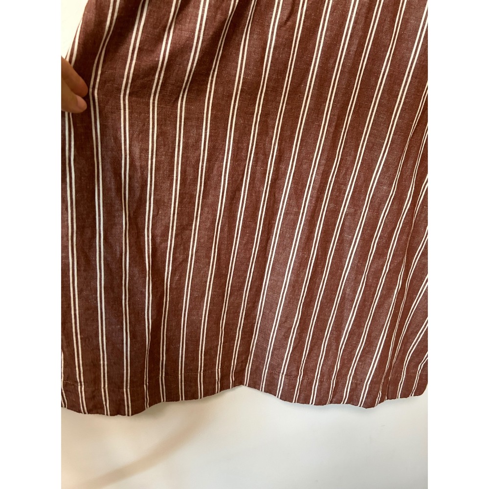 Pact Canopy Striped Midi Dress Womens Size L Brown Rust Sustainable Pockets - Picture 4 of 10